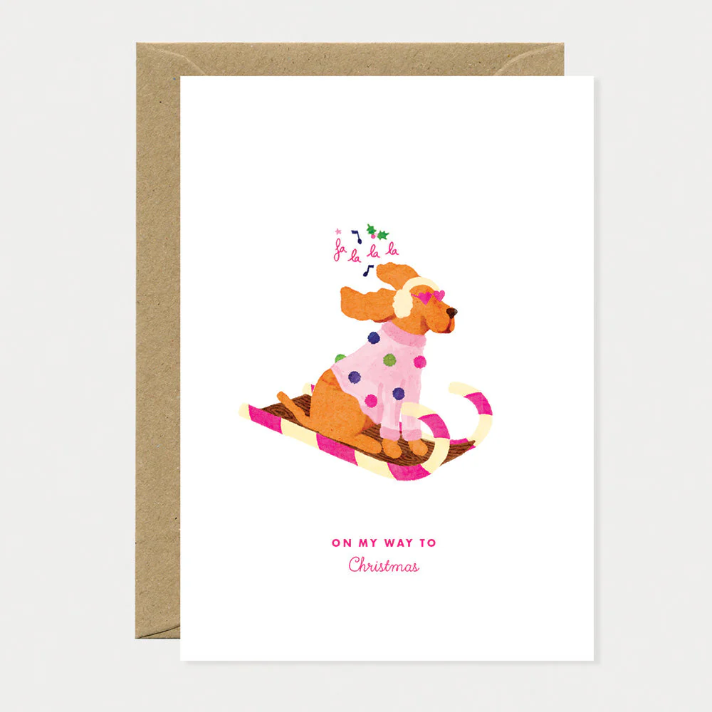 Christmas dog sled - Greeting card