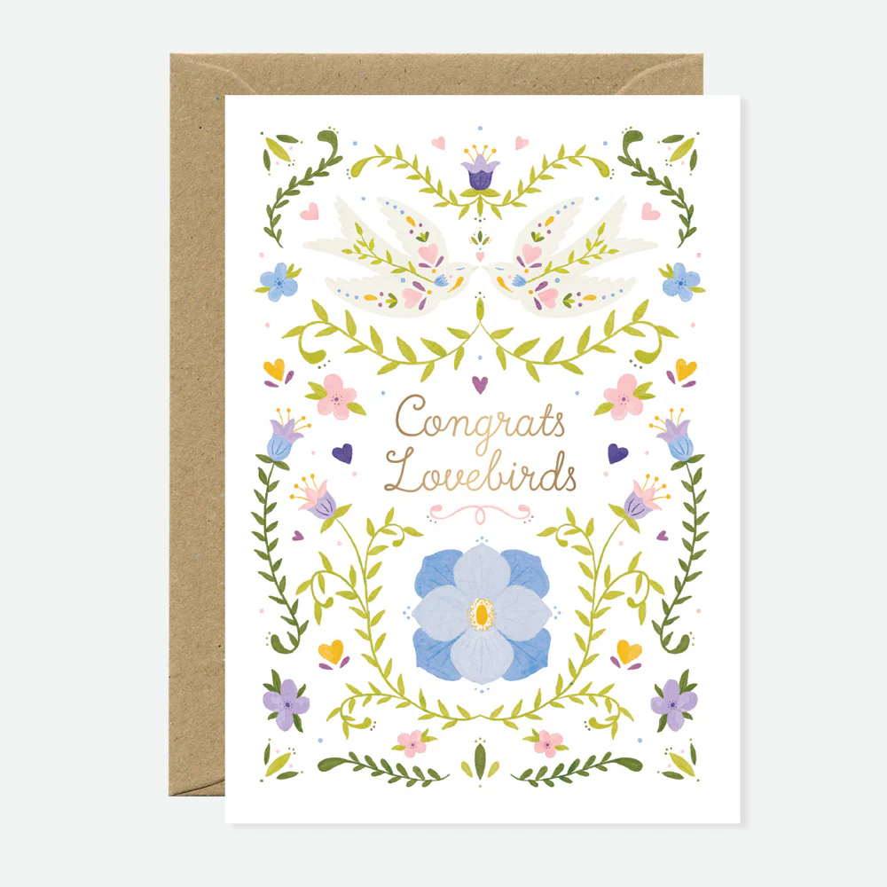 Congrats Lovebirds - Greeting Card - Gold Foil