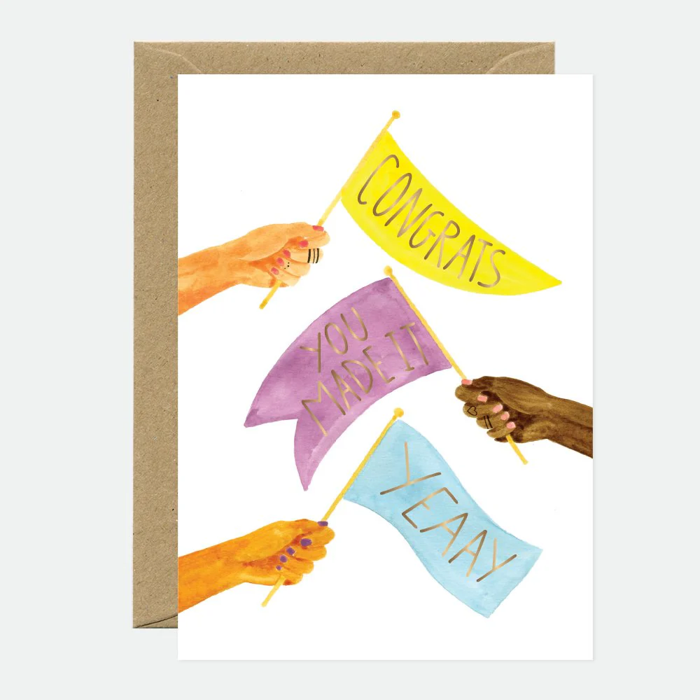 Congrats flags - Supportive Greeting card - Gold foil