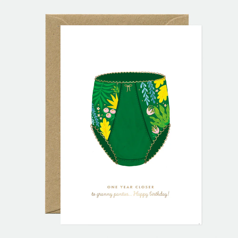 Granny Panties - Birthday Greeting card - Gold foil