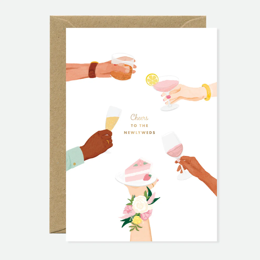 Newlyweds Cheers - Greeting Card - Gold Foil