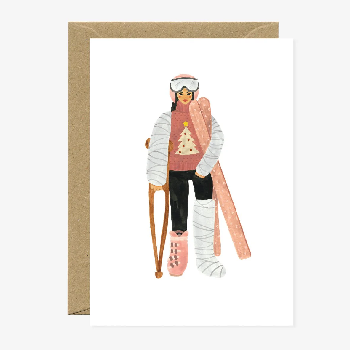 Ski Fail Woman - Greeting card