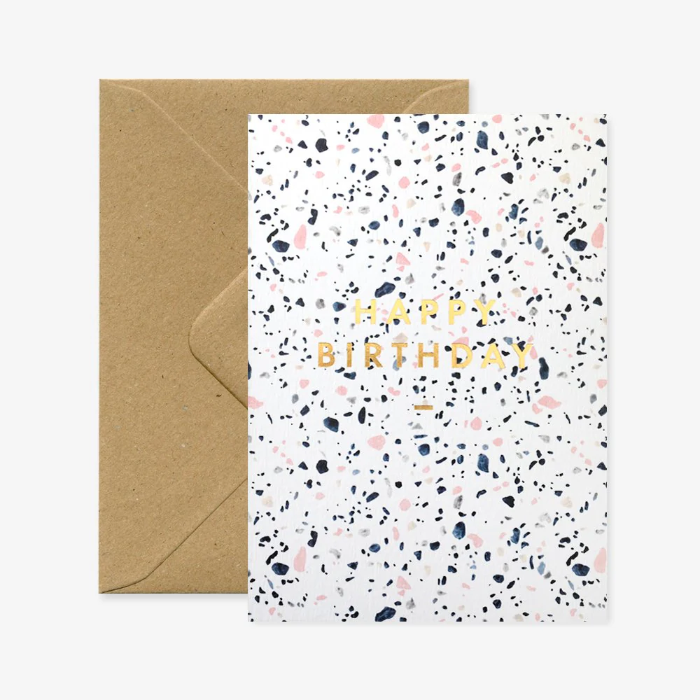 Terrazzo - Birthday Greeting card - Gold foil